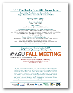 BGC Feedbacks researchers and partner projects report the latest global biogeochemistry science at the American Geophysical Union (AGU) Fall Meeting in San Francisco